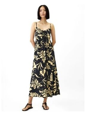 GAP Black & Cream Maxi Floral Print Dress - NWOT - Size Large